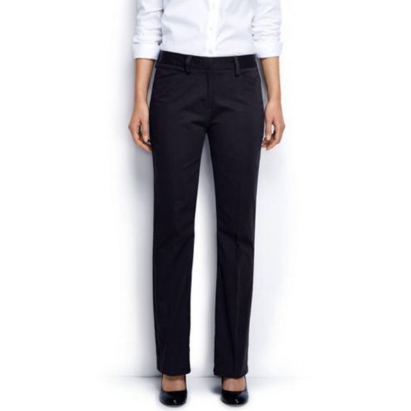 NWT LANDS' END CASUAL STRAIGHT FIT STRAIGHT LEG CHINO PANTS BLACK 32W - Picture 1 of 5